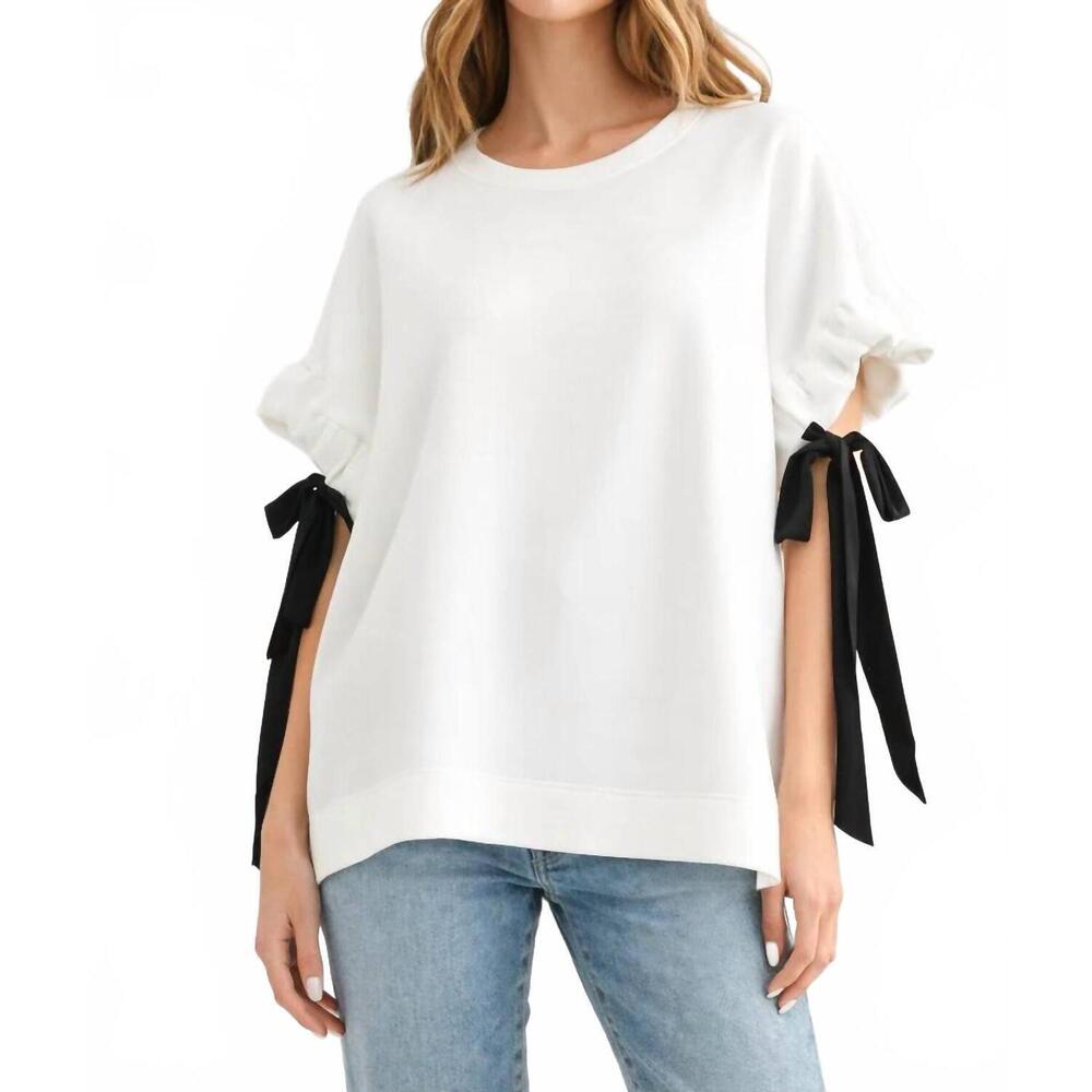 NEW JOH fatima stretch french scuba top in white